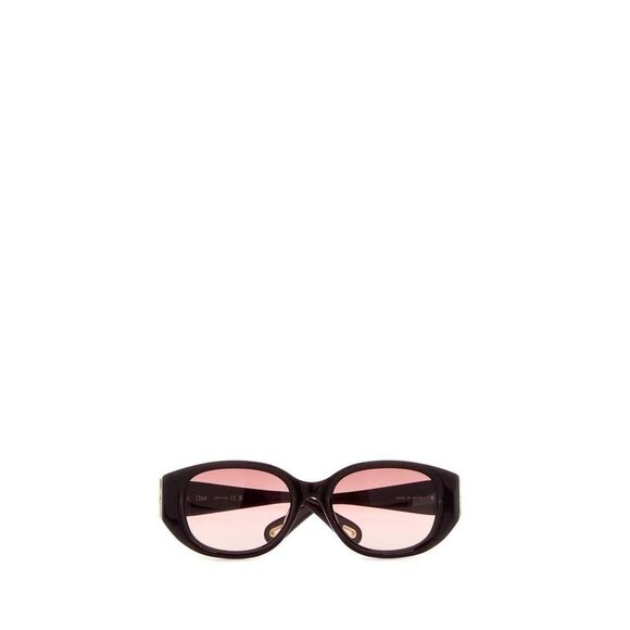 CHLOE Acetate Oversized Sunglasses with Signature Logo Detail Women BURGUNDY - Picture 2 of 2